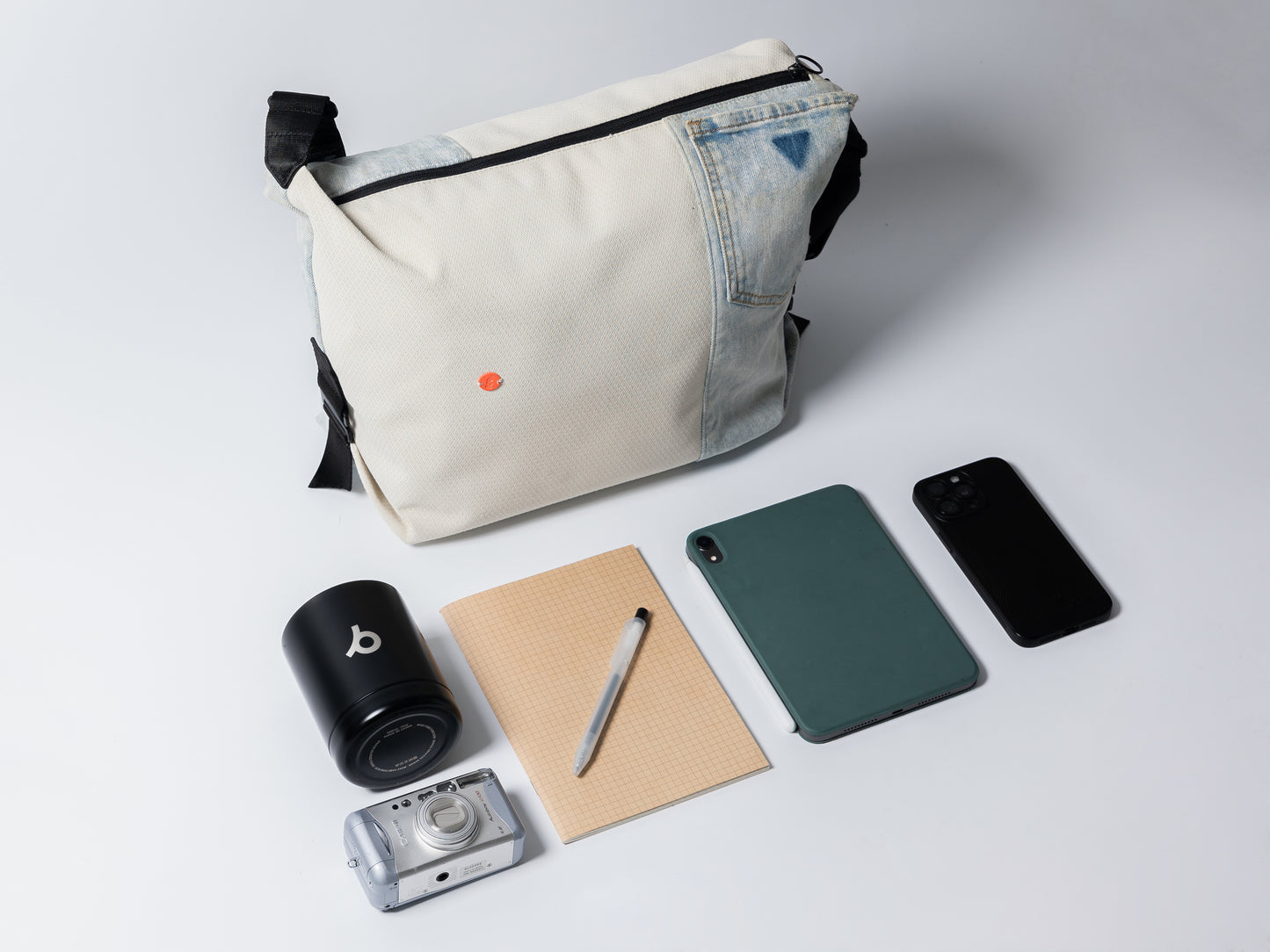 "Denim Square" Patchwork Crossbody Bag
